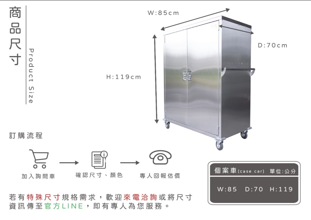 不鏽鋼個案車(case car)，適用於醫院、手術室、無塵室、開刀房、醫美中心等場所-廣昇不鏽鋼設計
